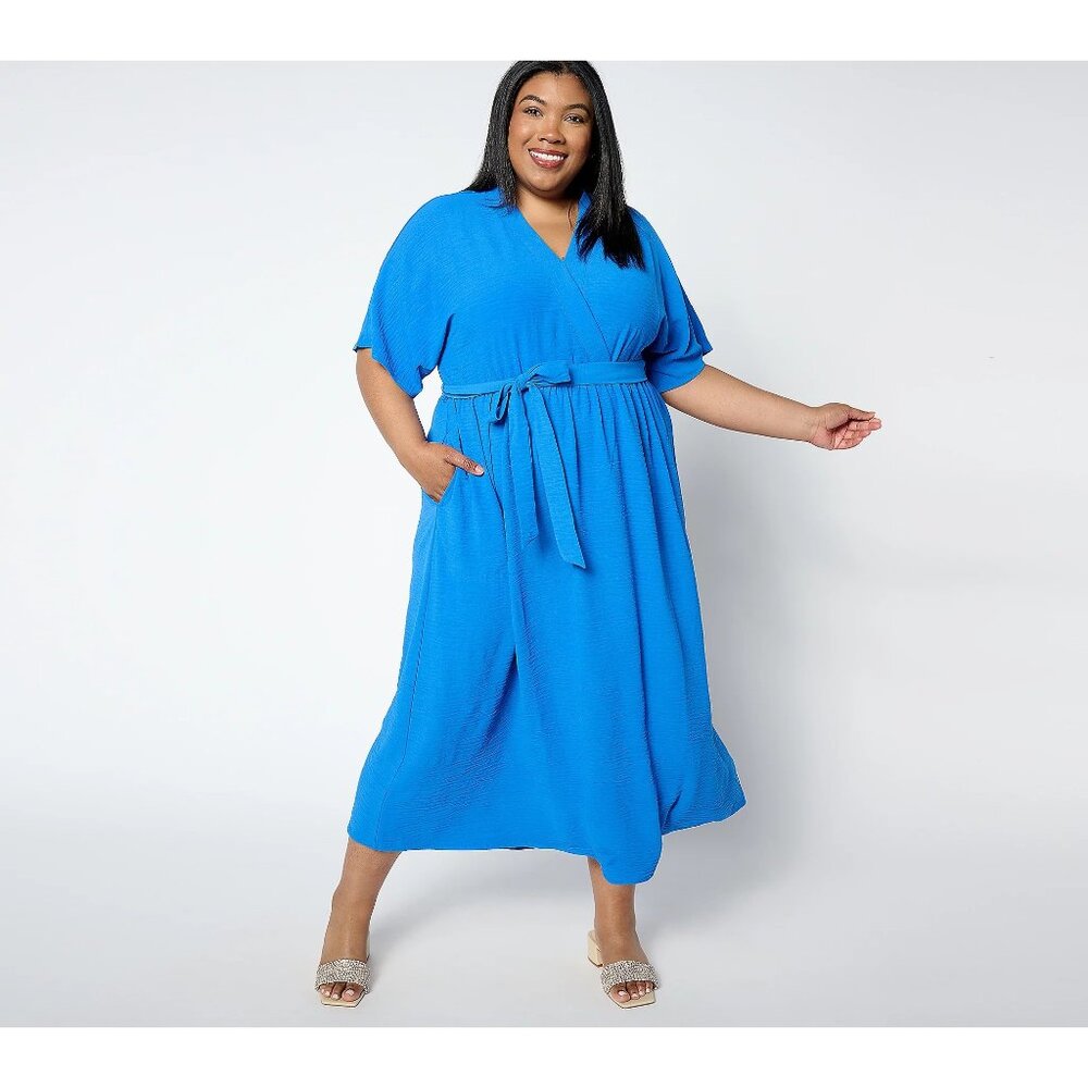 Attitudes by Renee Dress Size Medium Regular Textured Woven Nautical Blue NEW